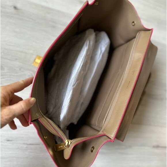 Celine Medium Bicolor pink/ Tan Leather Bag W/Shoulder Strap‎ NEW IN PKG - Picture 10 of 13